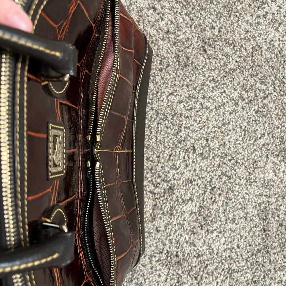 Dooney & Bourke Brown Croc-Embossed Leather Briefcase